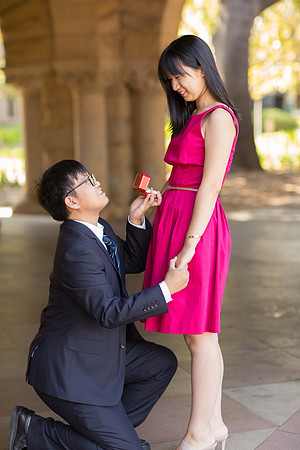engagement couple portrait asian at Standford