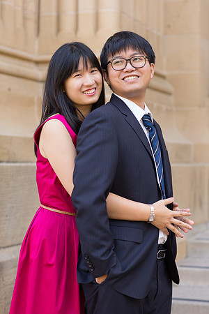 engagement couple portrait asian at Standford