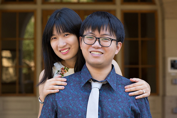 engagement couple portrait asian at Standford