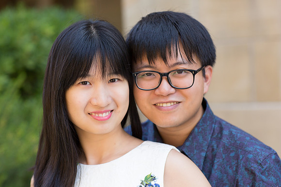 engagement couple portrait asian at Standford