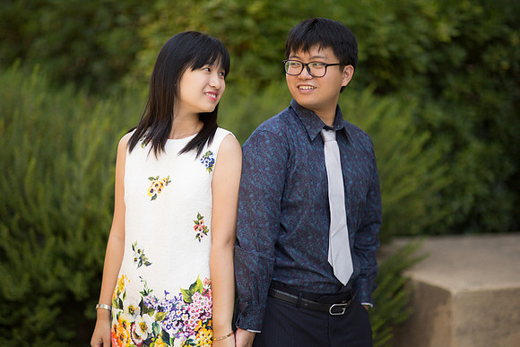 engagement couple portrait asian at Standford
