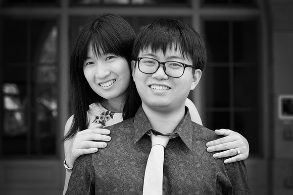 engagement couple portrait asian at Standford
