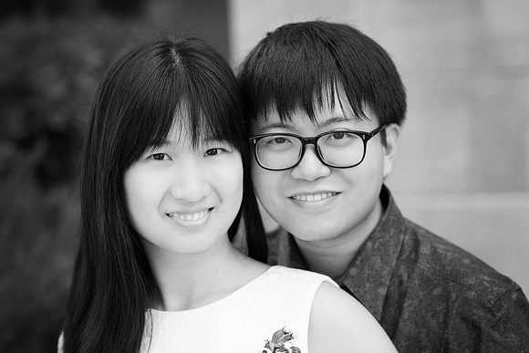engagement couple portrait asian at Standford