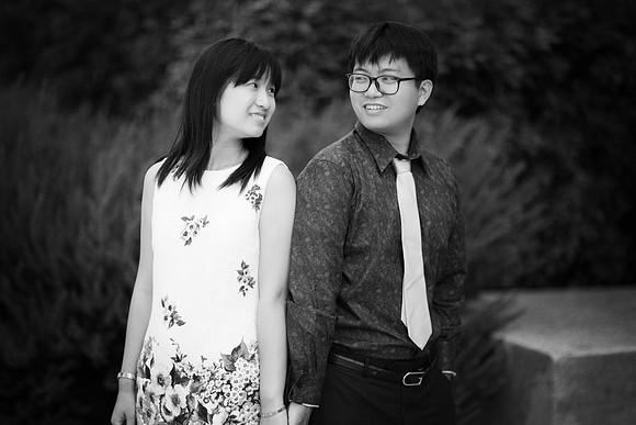 engagement couple portrait asian at Standford