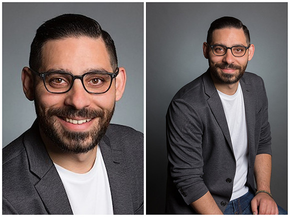 Man Headshot Portrait with Gray Background for linked profile