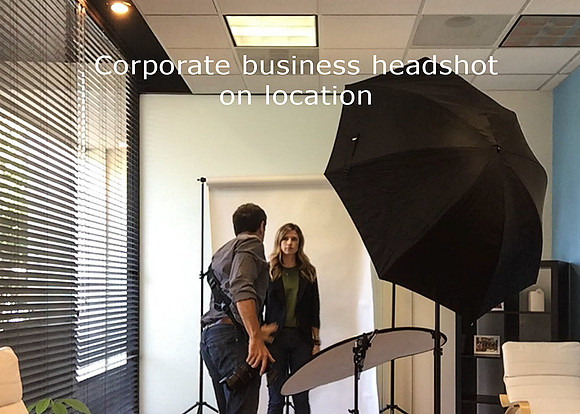 corporate business head shot portrait behind scene
