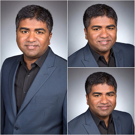 Man Portrait wearing blue jacket and black shirt