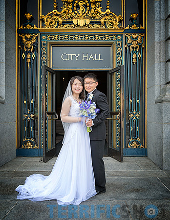 wedding_couple_posing_stairs_city_hall_san_francisco