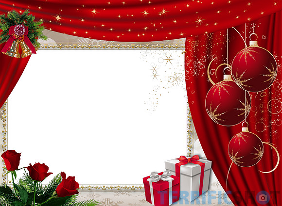 Beautiful_Red_Christmas_PNG_Photo_Frame_with_Roses